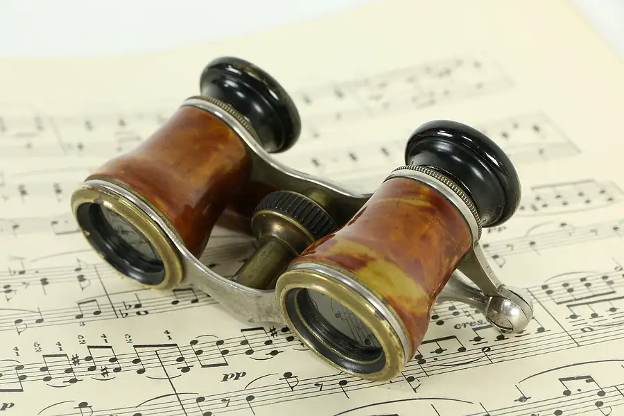 Main image of Opera Glasses, Antique Brown Enamel, Handle, Not Working