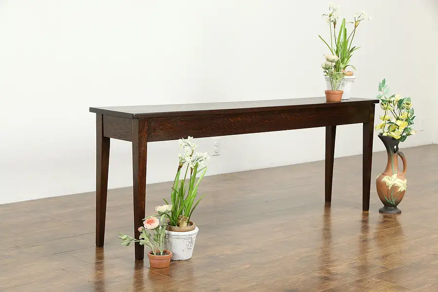 Main image of Oak Quarter Sawn Craftsman Antique Hall Console, Sofa or Plant Table