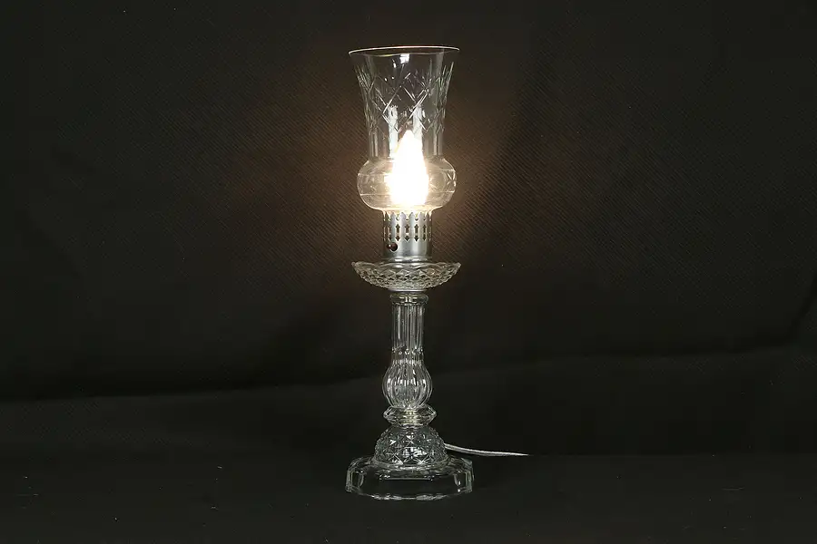 Main image of Glass Vintage Boudoir Lamp, Hurricane Shade