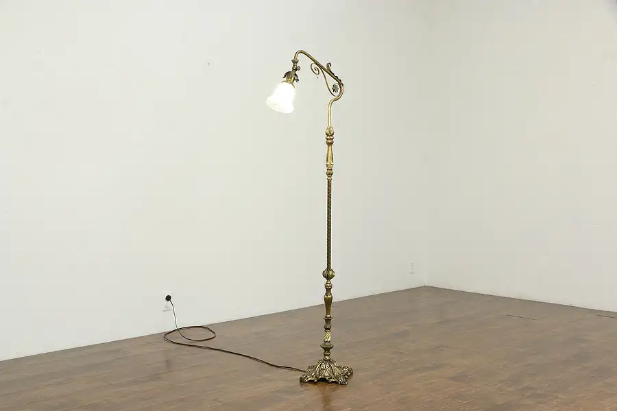 Main image of Hand Painted Iron Antique Bridge Floor Lamp, Swivel Shade