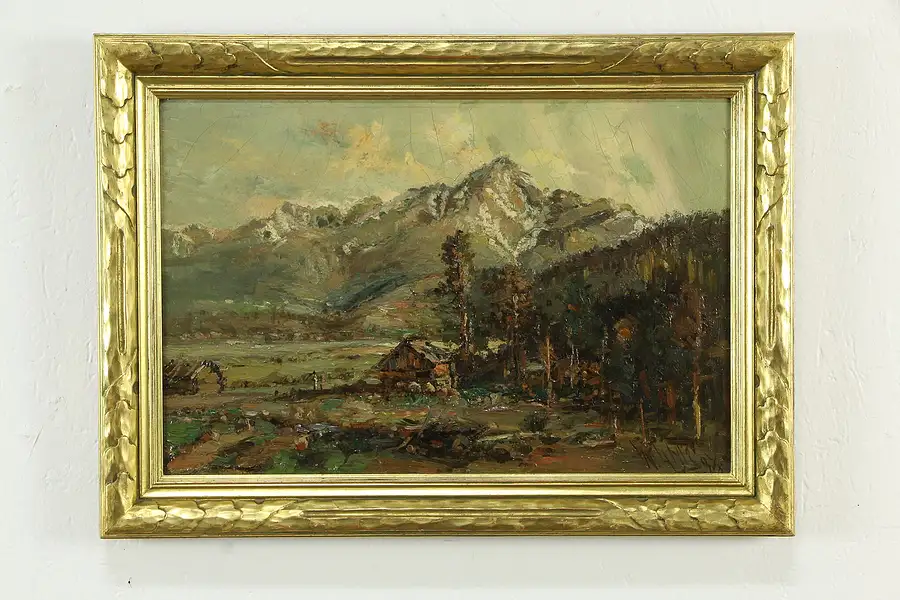 Main image of Colorado Mountain Scene, Original Vintage Oil Painting, Cox 21 1/2"
