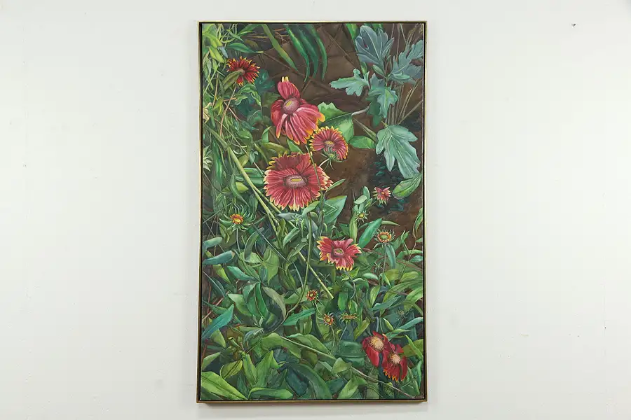 Main image of Garden of Flowers Original Oil Painting Konigsberg 1983 63"