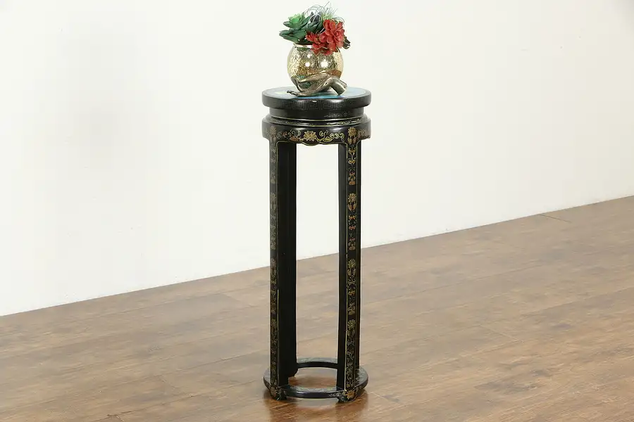 Main image of Chinese Antique Pedestal or Plant Stand Cloisonne Inlaid Enamel Top