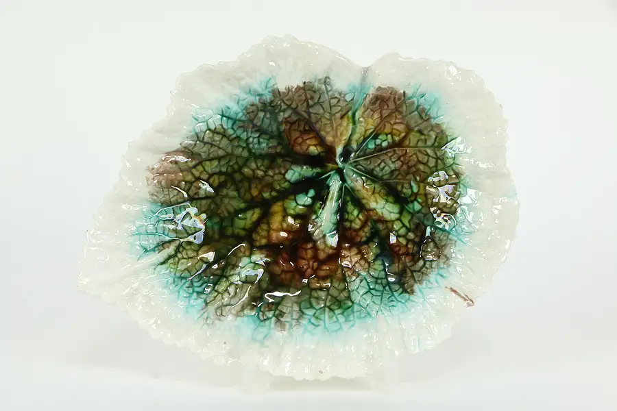 Main image of Victorian Majolica Begonia Antique 9" Leaf Plate