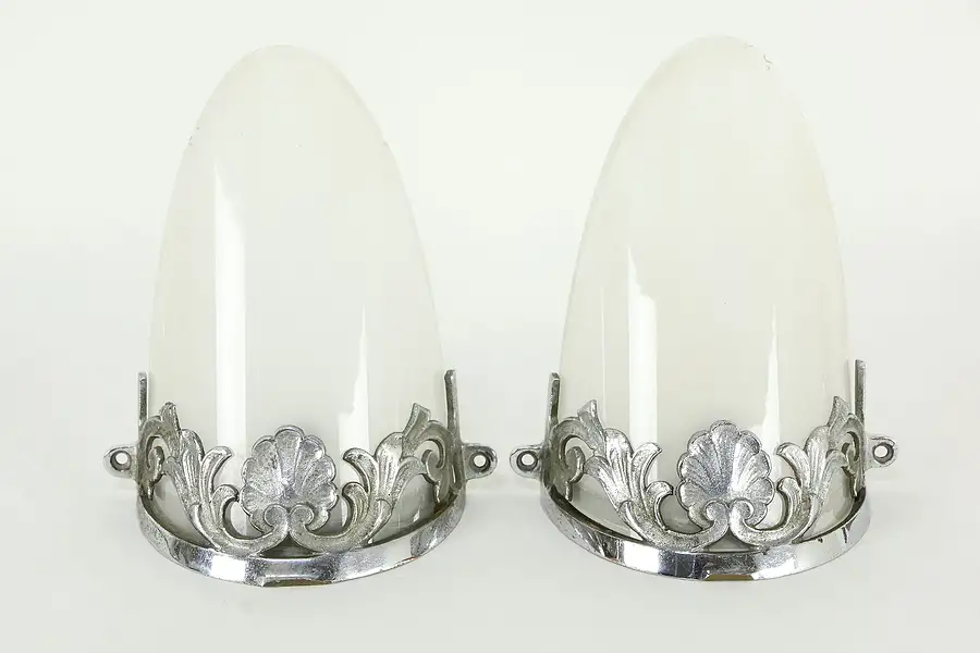 Main image of Pair of Art Deco Limousine Automotive Courtesy Lights, Chrome & Glass