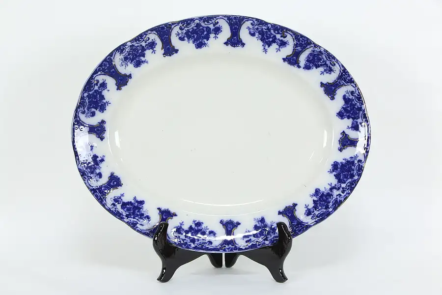 Main image of Victorian Flow Blue Antique Farmhouse 18" Platter, Regent England