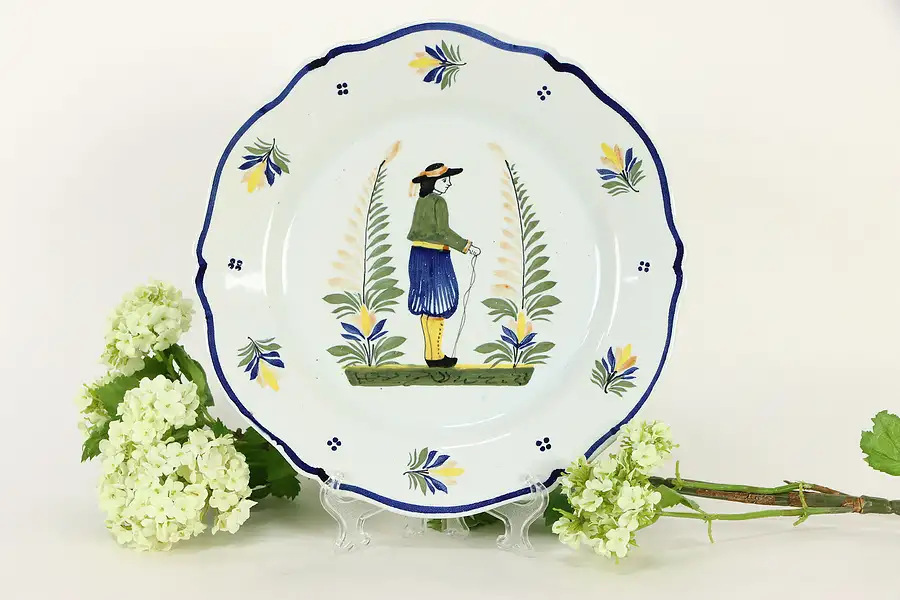Main image of Henriot Quimper Signed Plate, Hand Painted Brittany, France