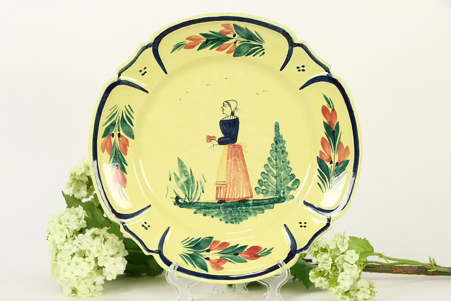 Main image of HB Quimper Signed Plate, Hand Painted Brittany, France