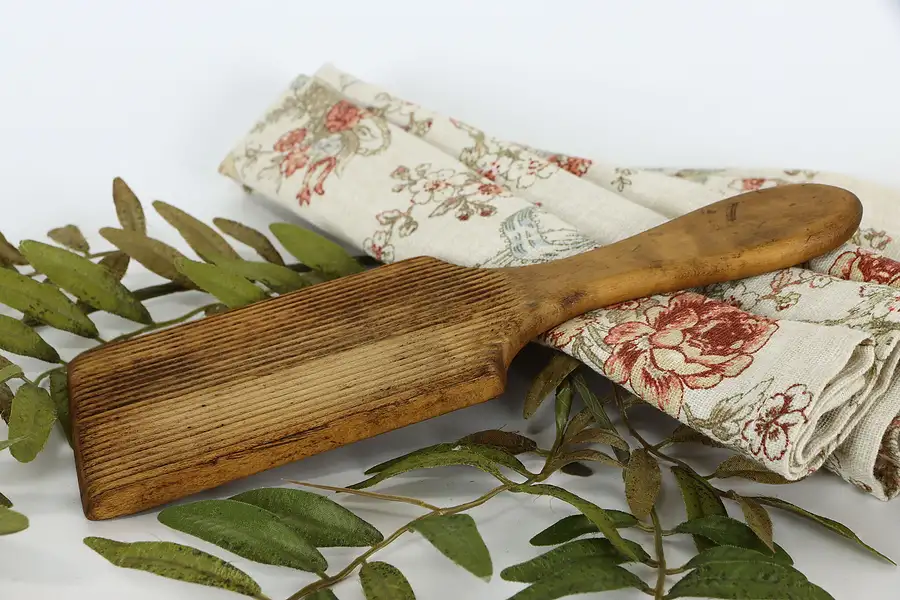 Main image of Antique Hand Carved Farmhouse Wooden Kitchen Butter Paddle