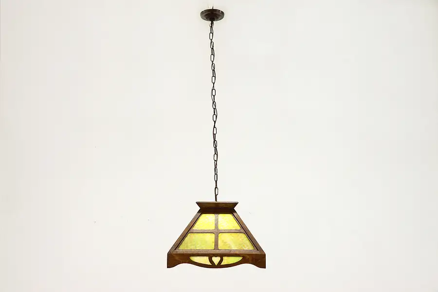 Main image of Arts & Crafts Mission Oak Antique Farmhouse Craftsman Stained Glass Lamp