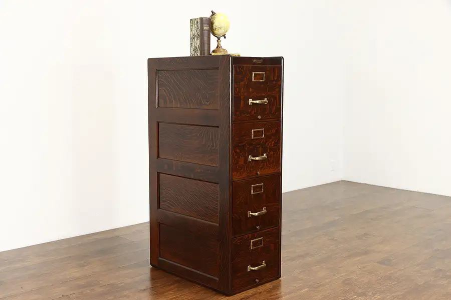 Main image of Oak Quarter Sawn Antique 4 Drawer Office File Cabinet, Wagemaker