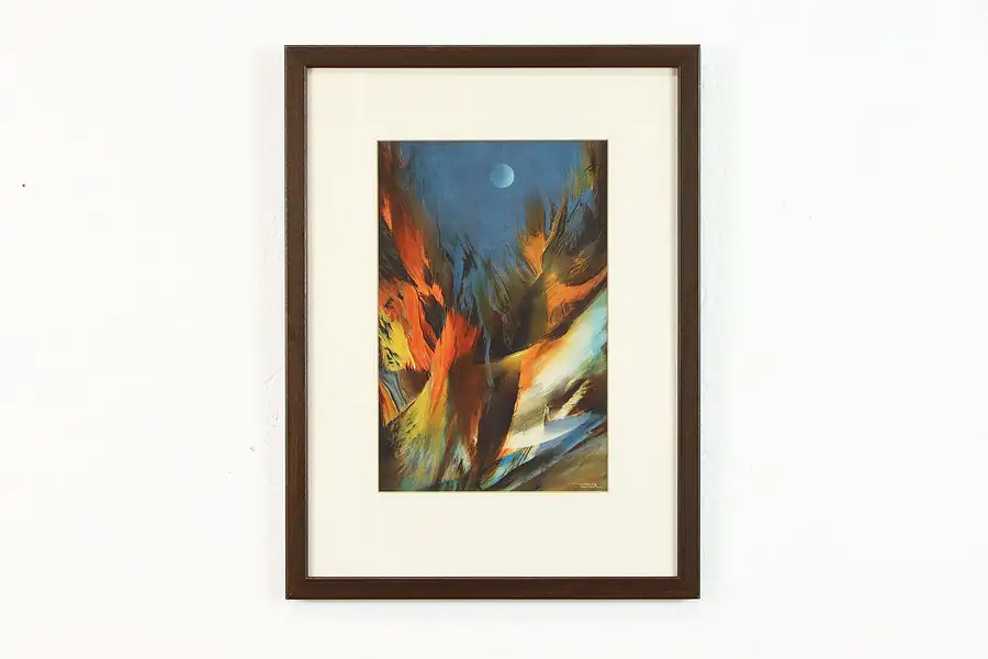 Main image of Mystic Moon Original Vintage 1975 Lithograph by Leonardo Nierman, 18"