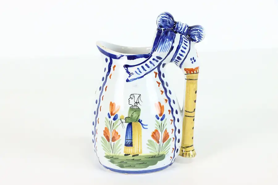 Main image of Quimper Hand Painted Cream Pitcher, Brittany France