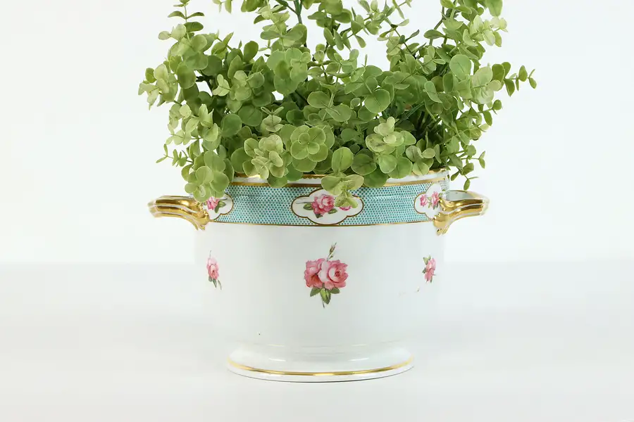 Main image of Antique Old Paris Hand Painted Cache Pot, Jardiniere, Planter Royal Derby