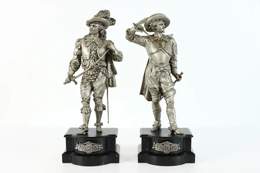 Main image of Victorian Pair Of Antique Statues Don Juan, Don Cesar Sculptures, Ansonia