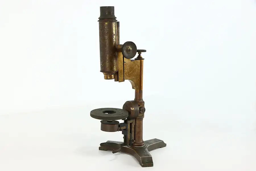 Main image of Industrial Laboratory Salvage Antique Brass Microscope Pat 1885 Bausch L