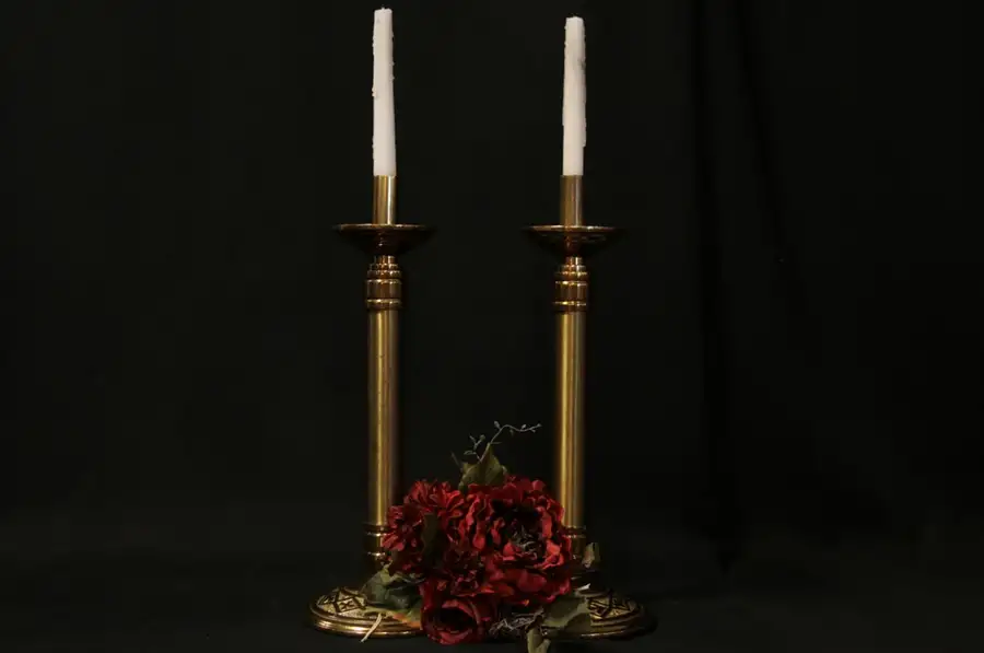 Main image of Pair Art Deco 1930 Antique Bronze Candlesticks