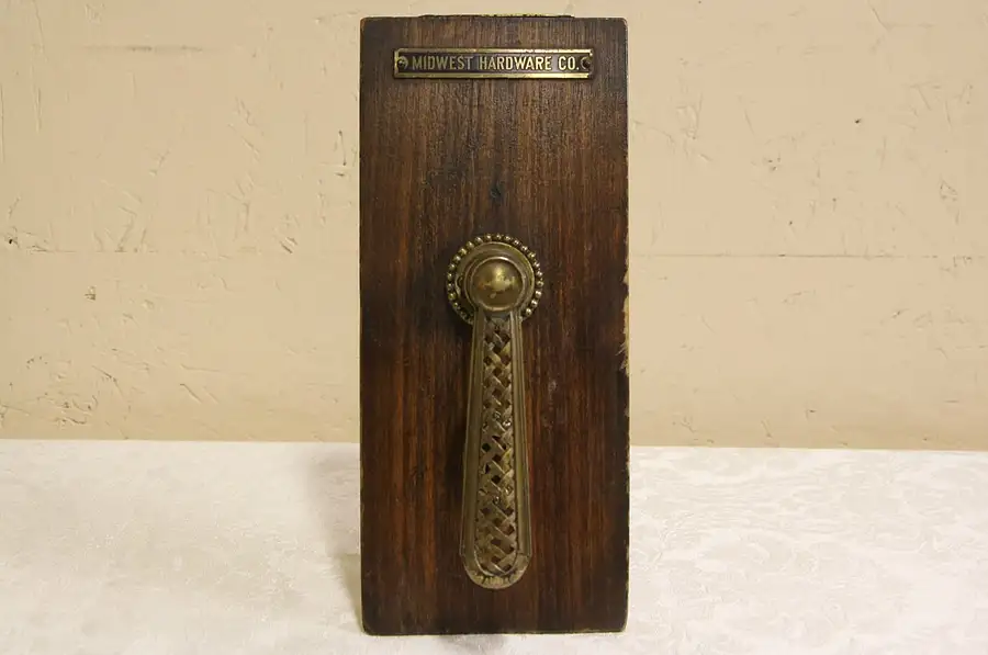 Main image of Basketweave Antique 1900 Bronze Sample Door Lever, Backplate, & Keyhole