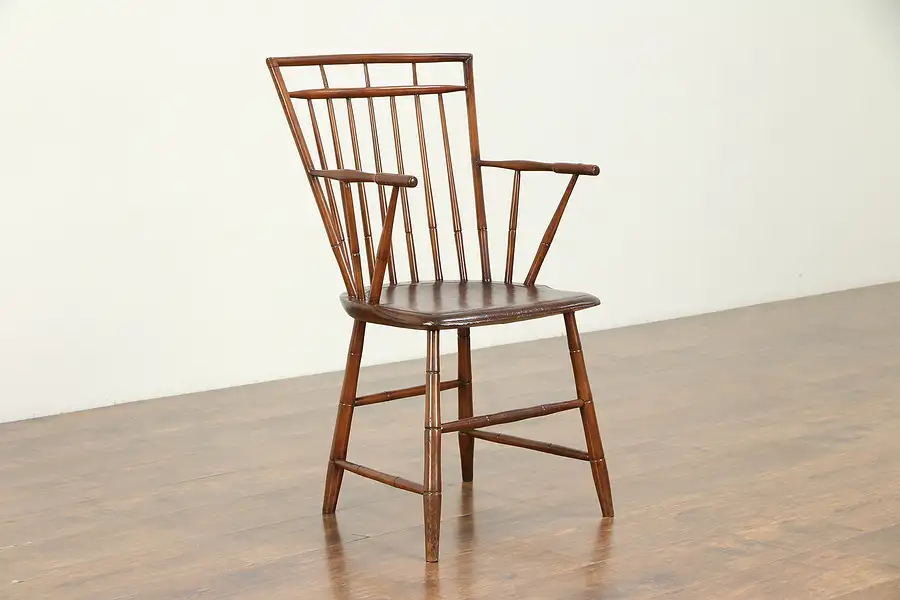 Main image of Massachusetts 1790 Antique Fruitwood Desk or Dining Chair with Arms
