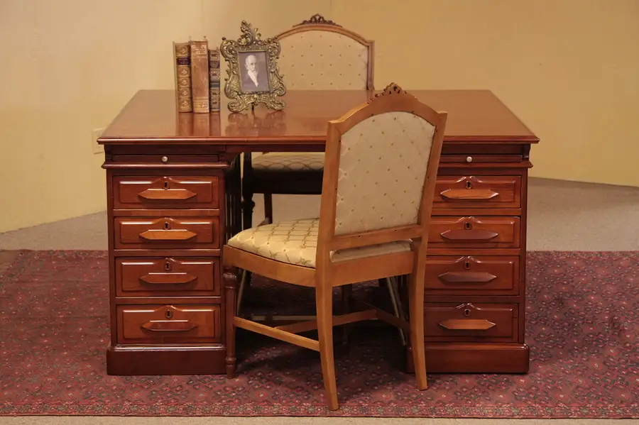 Main image of Victorian Cherry Antique Partner's Desk