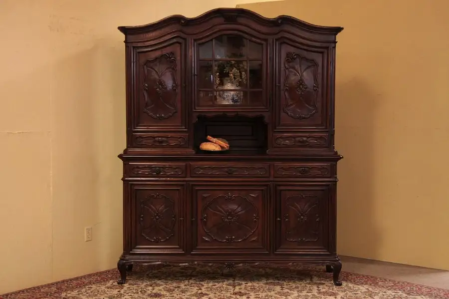 Main image of Italian Piedmont Carved Sideboard, China Cabinet