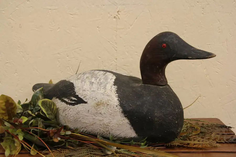 Main image of Carved Wisconsin Duck Decoy, Glass Eyes