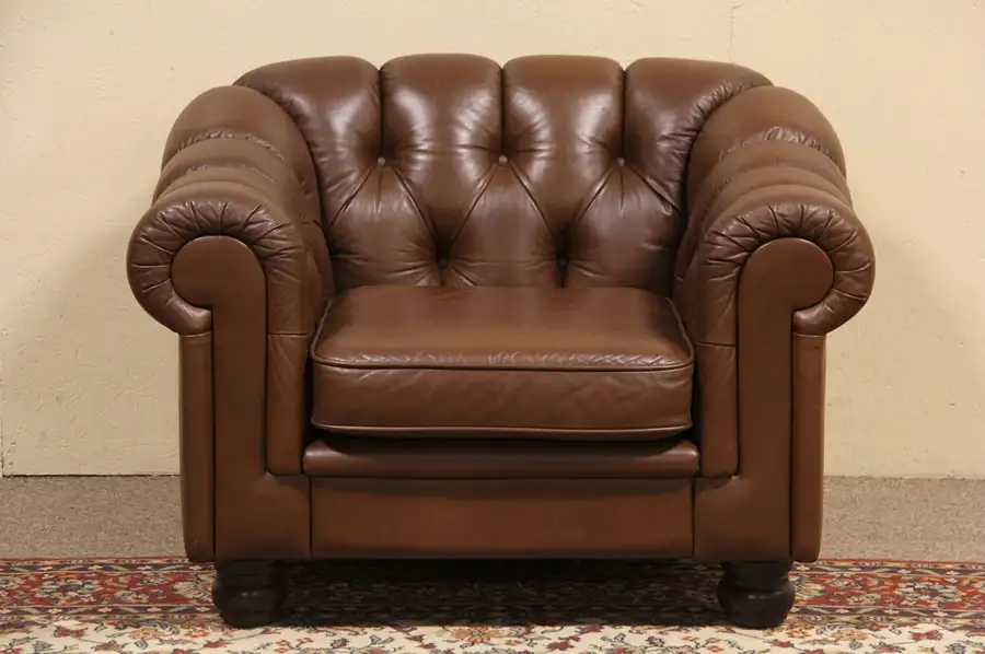Main image of Tufted Leather Vintage Chesterfield Chair