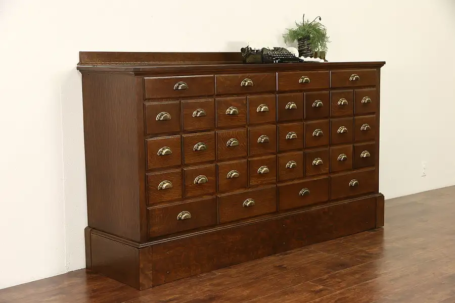 Main image of Oak 32 Drawer 1900 Antique Apothecary or Drug Store Cabinet