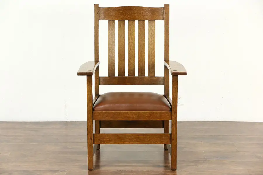 Main image of L & JG Stickley Signed Arts & Crafts Mission Oak 1905 Antique Craftsman Chair