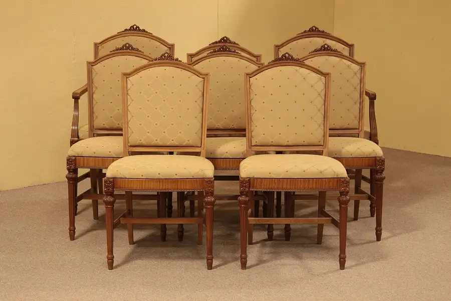 Main image of Carved Satinwood Set of 8 Antique Chairs