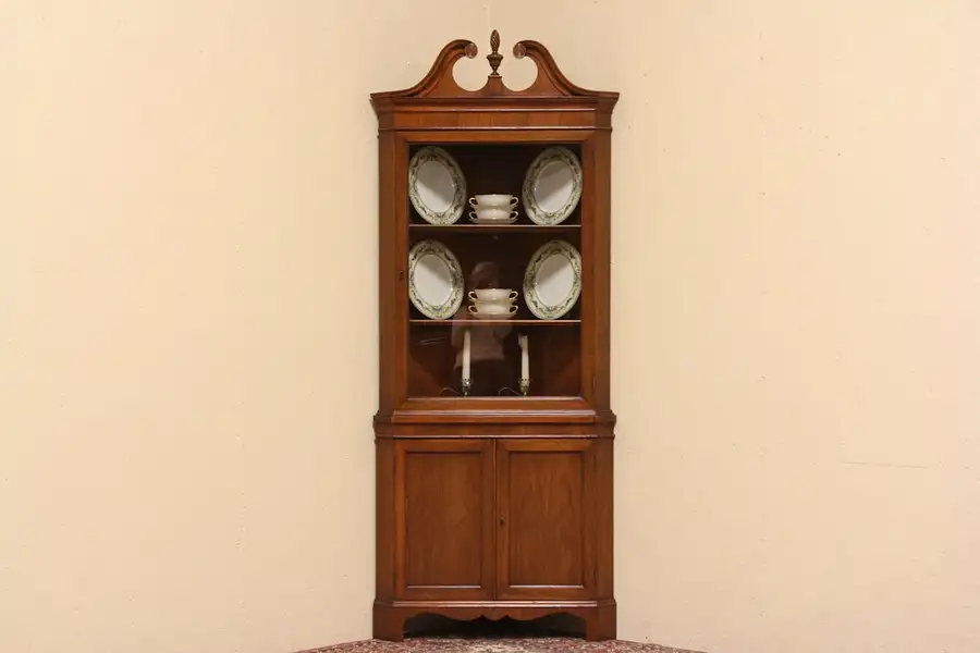 Main image of Federal Style Vintage Corner Cupboard or China Cabinet