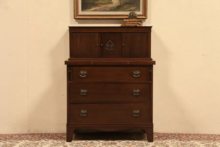 Main image of Secretary Desk, Mahogany 1950 Era, Flip Top