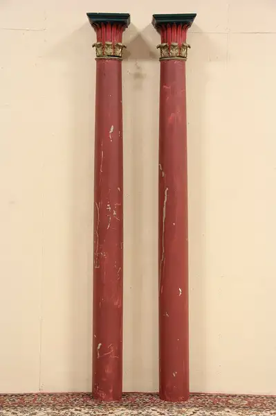 Main image of Pair of Architectural Salvage Theater Columns, Wood & Stucco