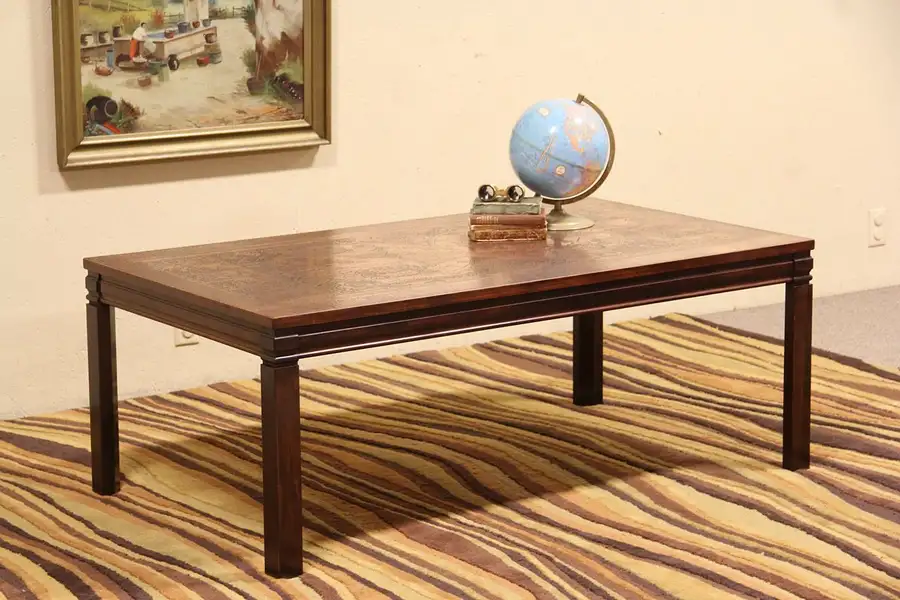 Main image of Midcentury Danish Modern Coffee Table, Copper Map of the World Top