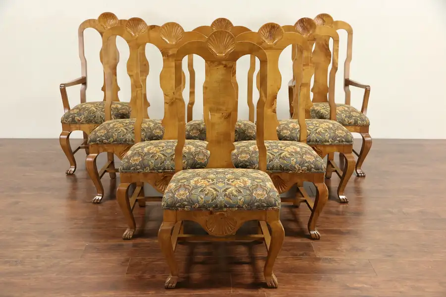 Main image of Set of 8 Swedish 1914 Antique Hunting Lodge Dining Chairs