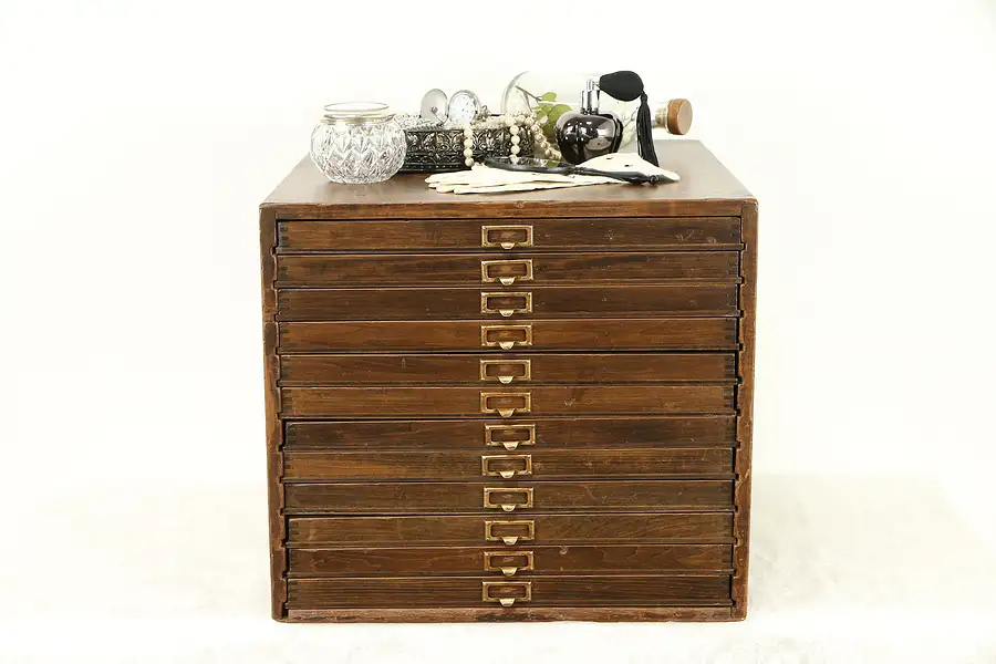 Main image of Printer File, Jewelry or Collector Chest, Antique 12 Drawers