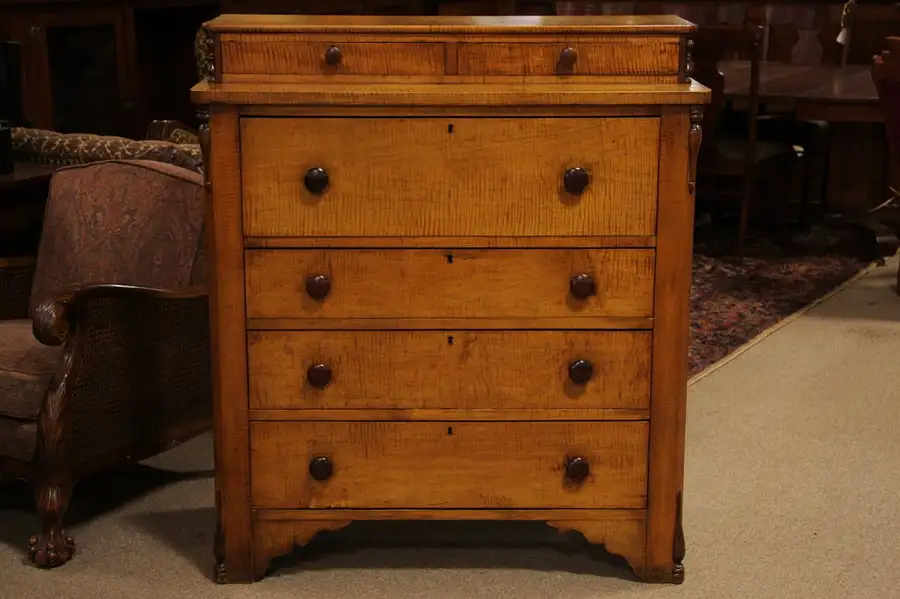 Main image of Victorian Tiger Maple 1850 Chest or Dresser