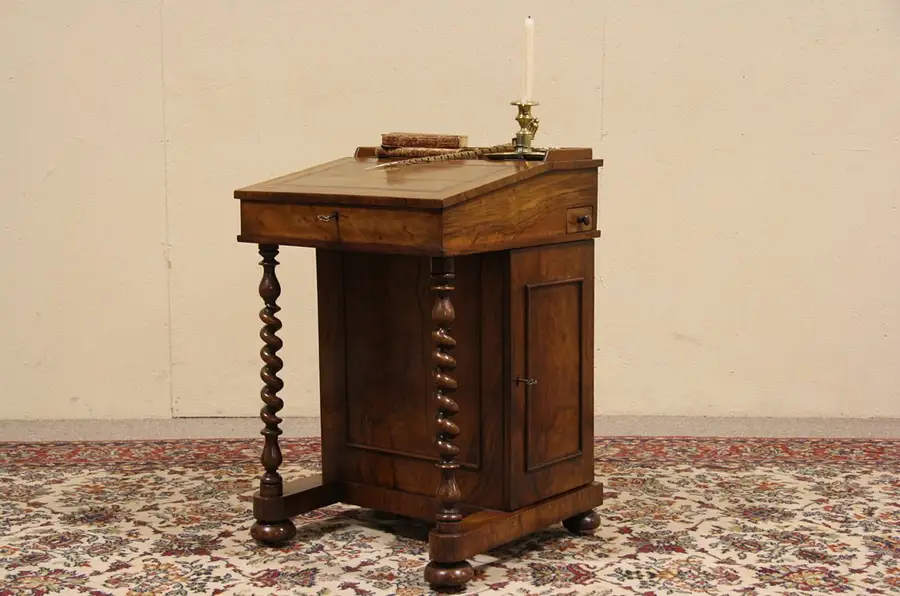 Main image of Rosewood 1870 Antique Ship Captain or Davenport Desk