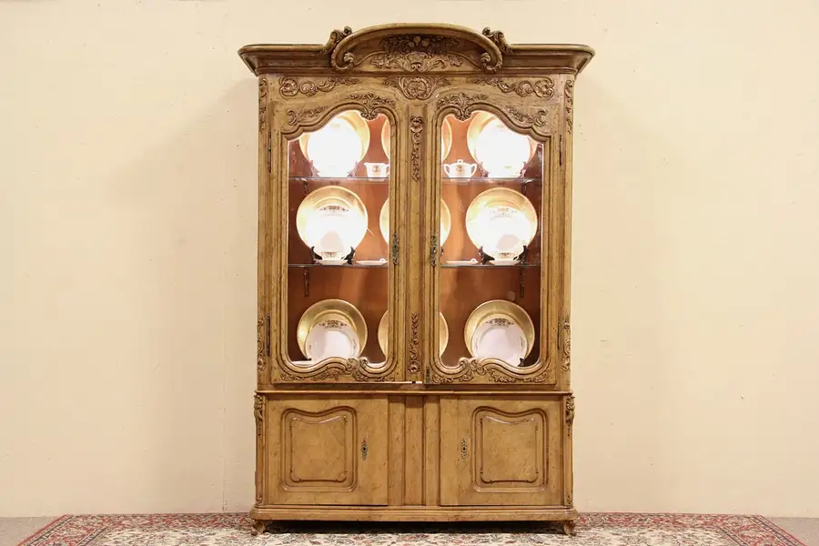 Main image of Country French Carved China Display Cabinet, 1700's Elements