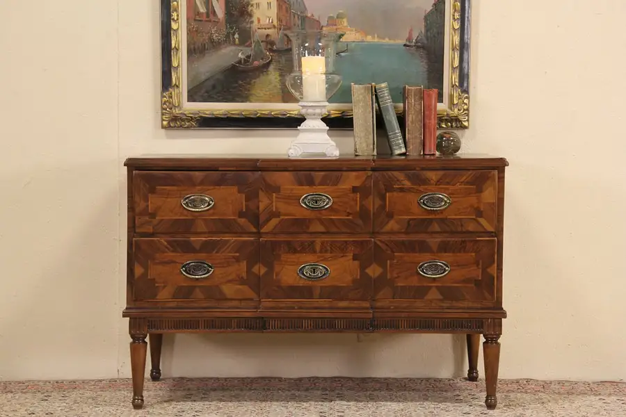 Main image of 1760's Antique Inlaid Walnut Hall or Linen Chest or Dresser