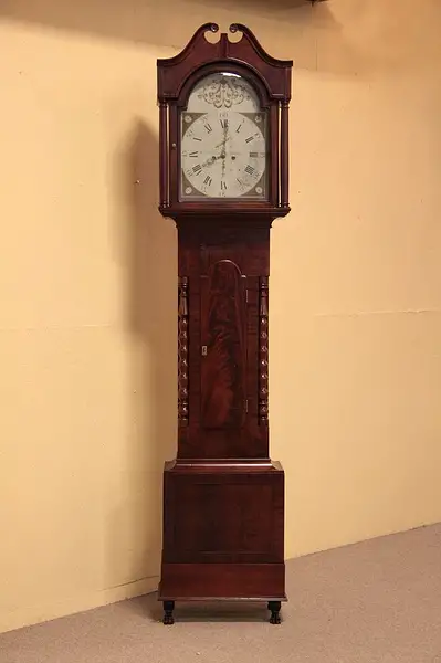 Main image of Mahogany Antique 1800 Tall Case Grandfather Clock