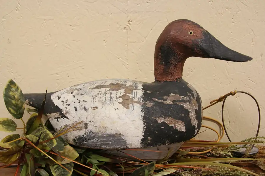 Main image of Carved Weighted Duck Decoy, Glass Eyes