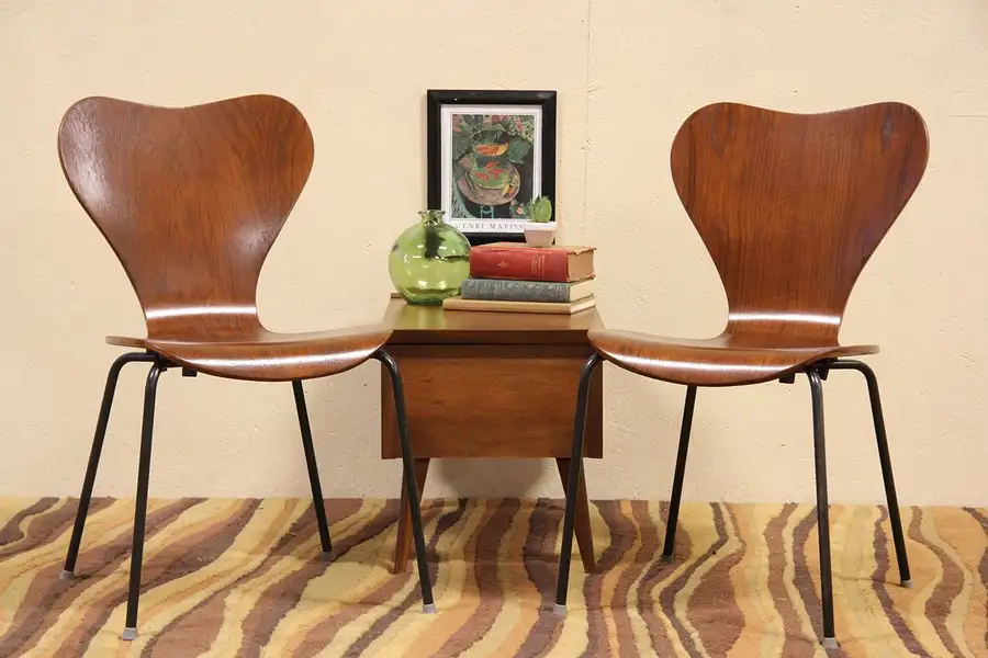 Main image of Pair Midcentury Danish Modern Arnie Jacobsen Vintage 1960 Chairs