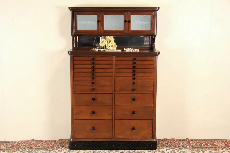 Main image of Dentist Antique 1915 Cherry 22 Drawer Dental Cabinet