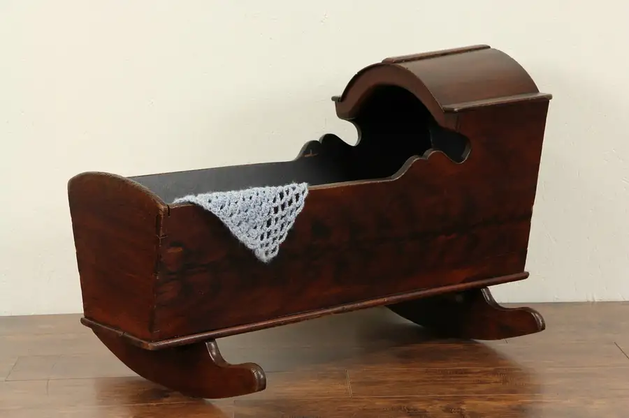Main image of Scandinavian 1860's Antique Baby Cradle, Grain Painted