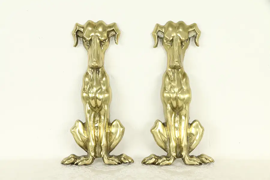 Main image of Pair of Cast Brass Dog Sculptures, Antique Salvage
