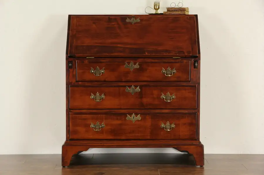Main image of Georgian 1800 Antique Maple New England Secretary Desk