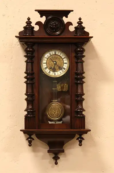 Main image of Vienna Regulator Antique Clock, Lion Head