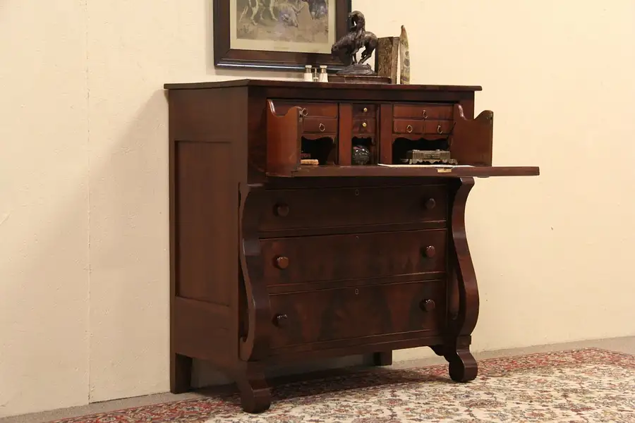 Main image of Empire Mahogany 1835 Antique Butler Pull Out Desk & Chest