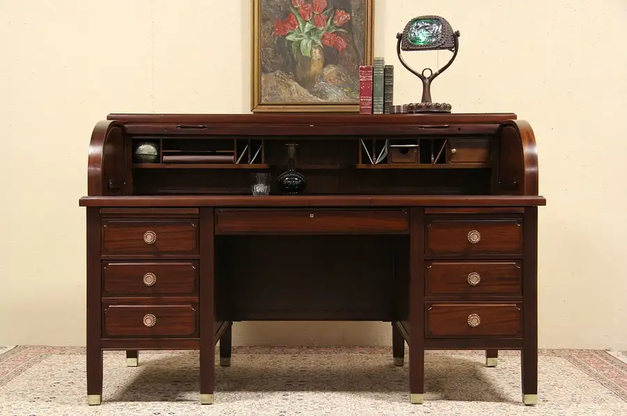 Main image of Mahogany 5 1/2' Antique 1910 Roll Top Desk